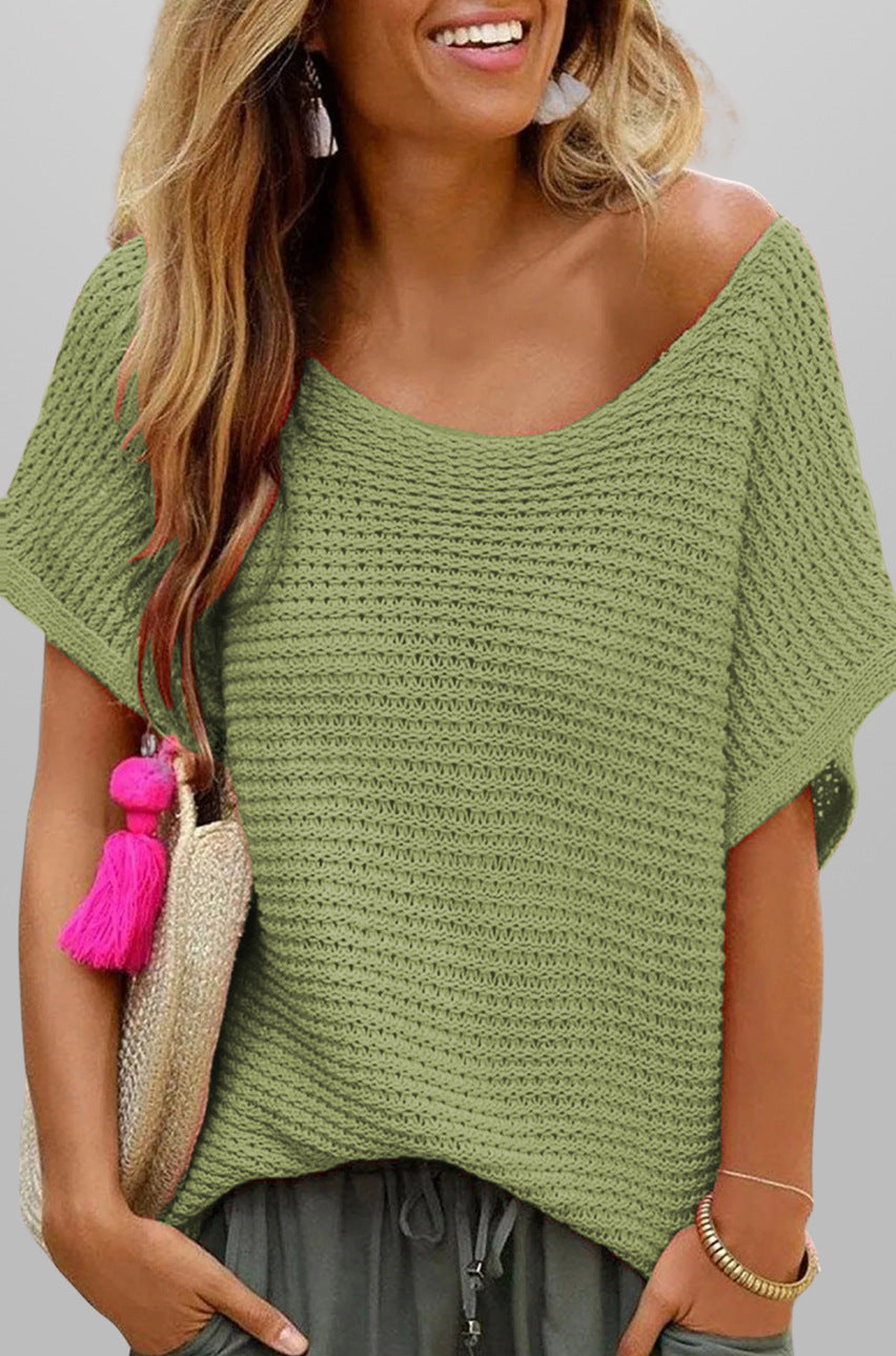 Women's Summer Fashion Casual Round Neck Solid Color Shorts