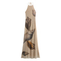 Women's French Style Shell Print Silk Net Dress