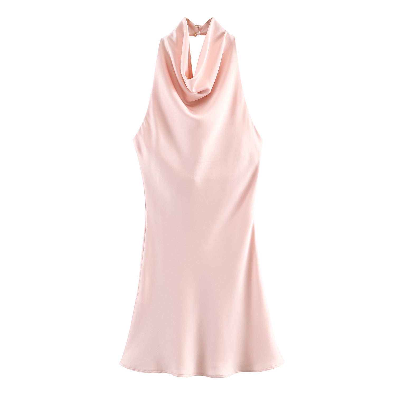 Women's Hanging Collar Sleeveless Silk Satin Texture Dress