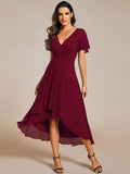 Summer Solid Color Ruffle Sleeve Chiffon Dress