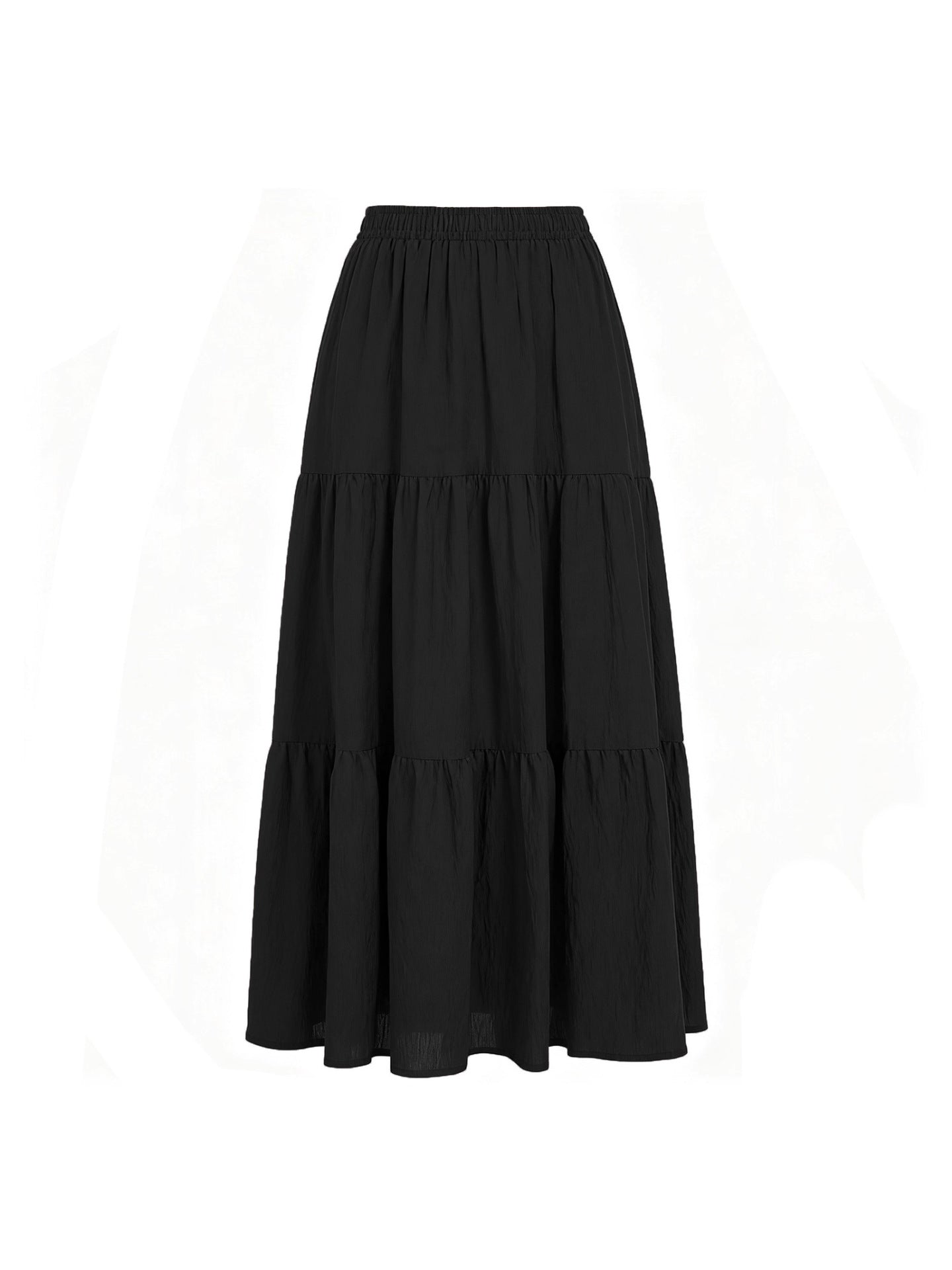 Women's Linen Pocket High Waist Elastic Band Lining Skirt