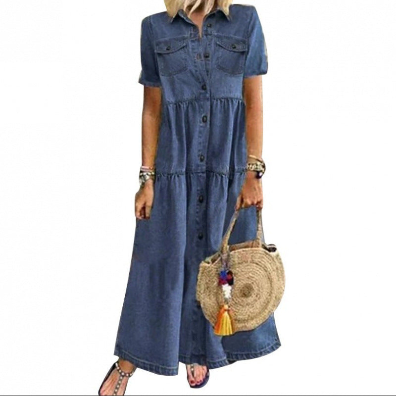 Casual Attractive Denim Style Long Distressed Dress