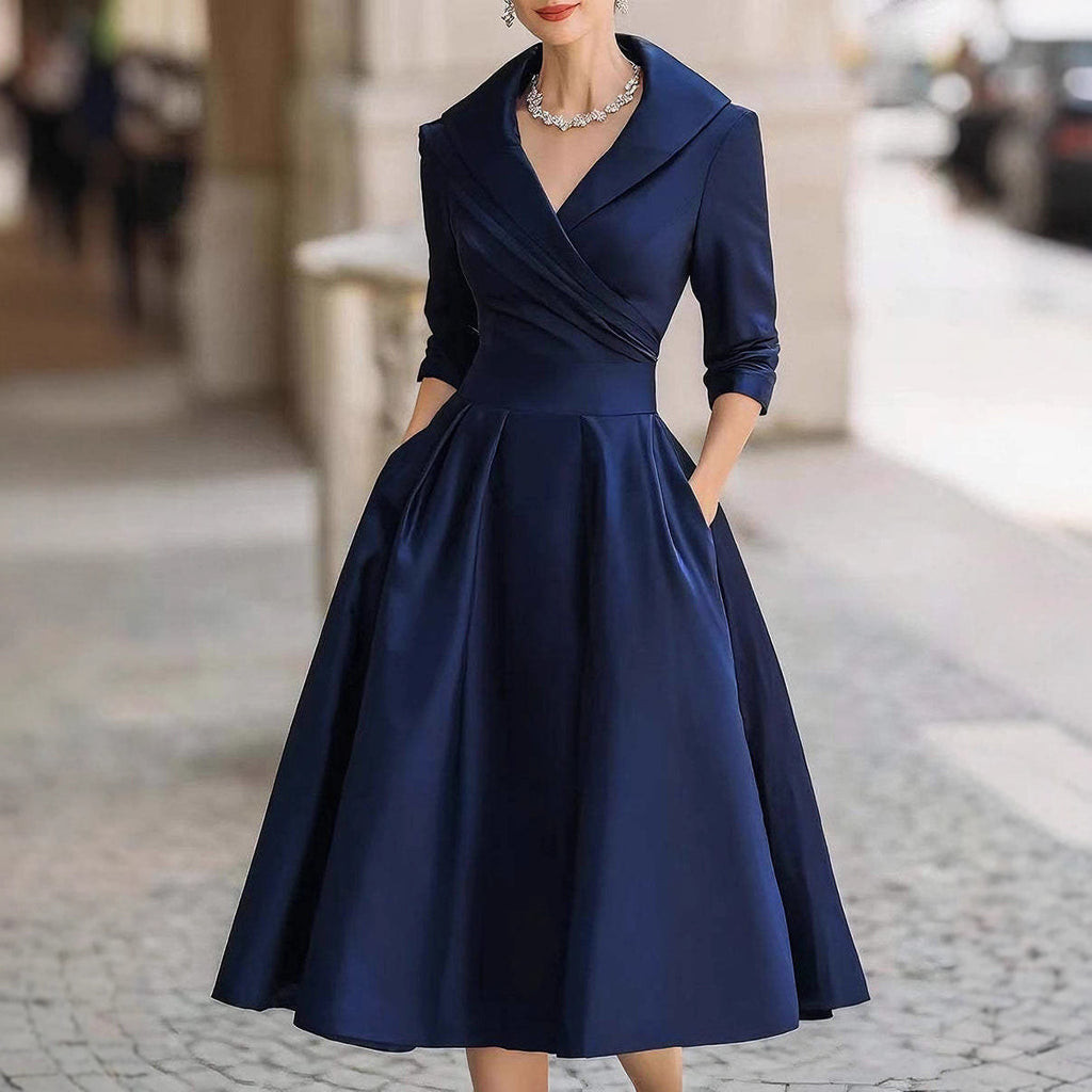 Women's Elegant Formal Waist Slimming Long Sleeve Dress
