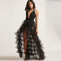 Elegant Mesh Pleated High Waist Large Skirt