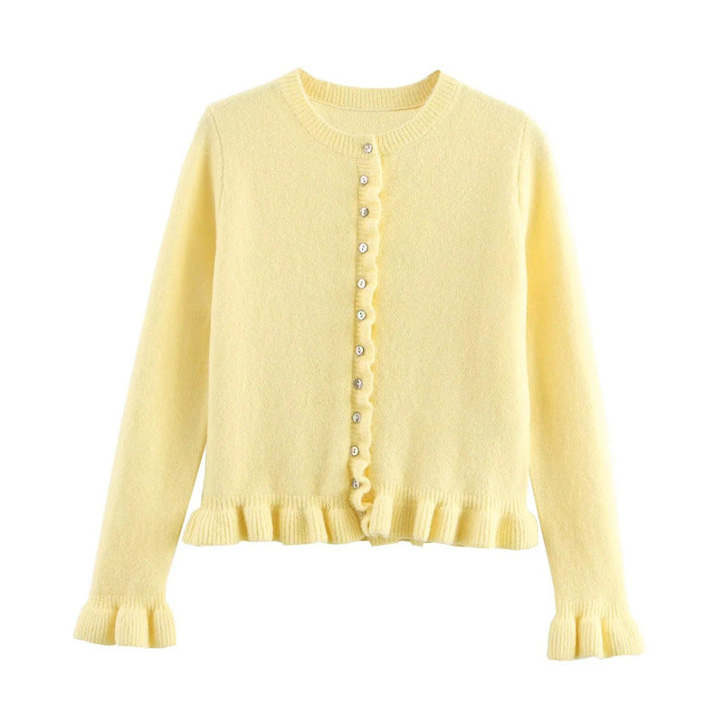 Autumn Temperament Crew Neck Simple Laminated Decoration Coats