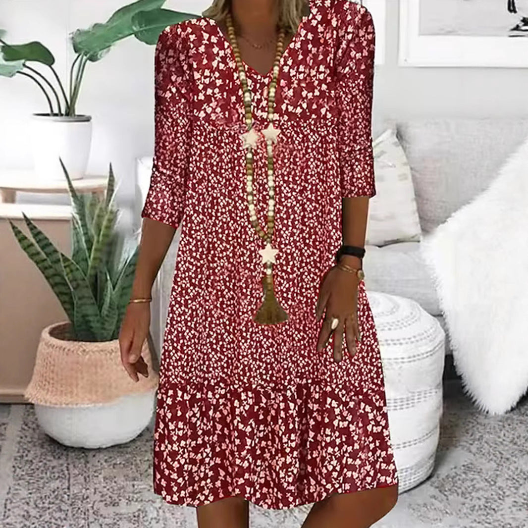 Creative Women's Summer Half Sleeves Mid-length Dress