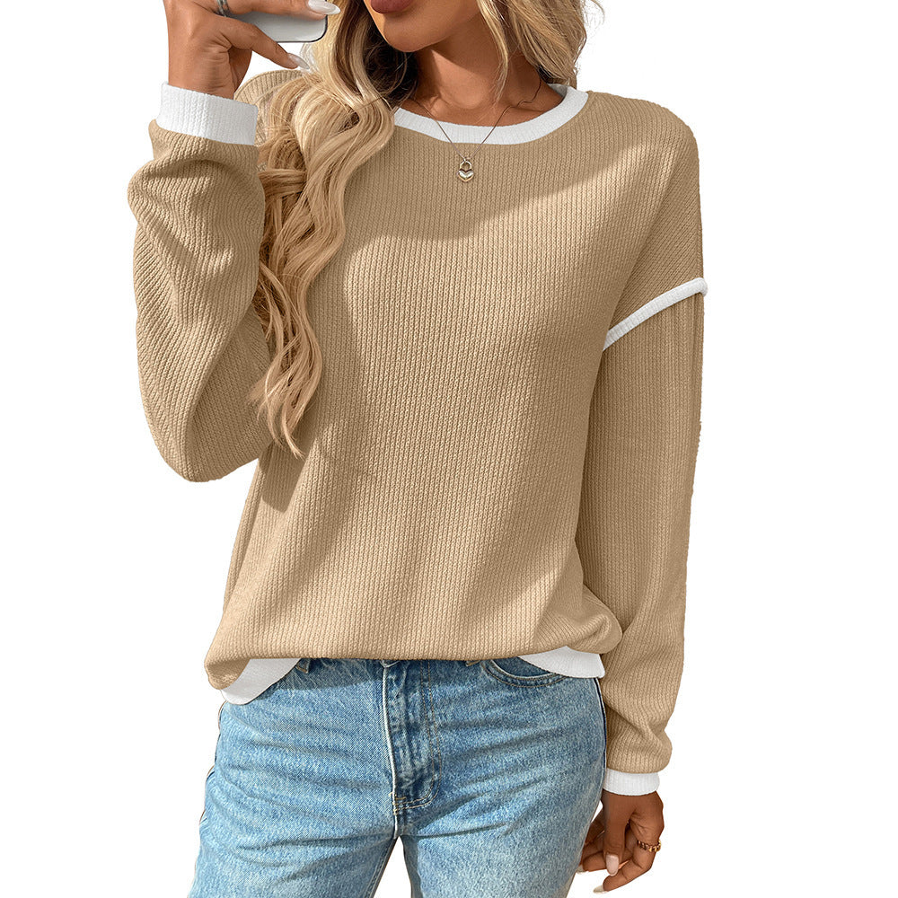 Women's Round Neck Imitation Long Sleeve Loose Women's T-shirt