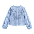 Women's Z Fashion Temperament Hollow Embroidered Shirt Blouse