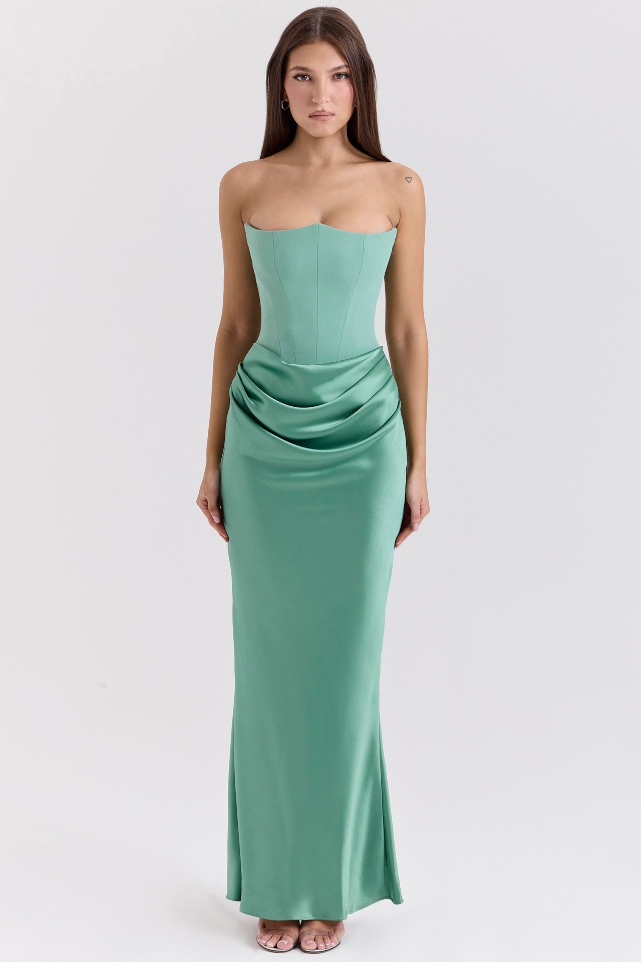 Waist Tube Fishbone Pleated Long Sheath One-piece Dress