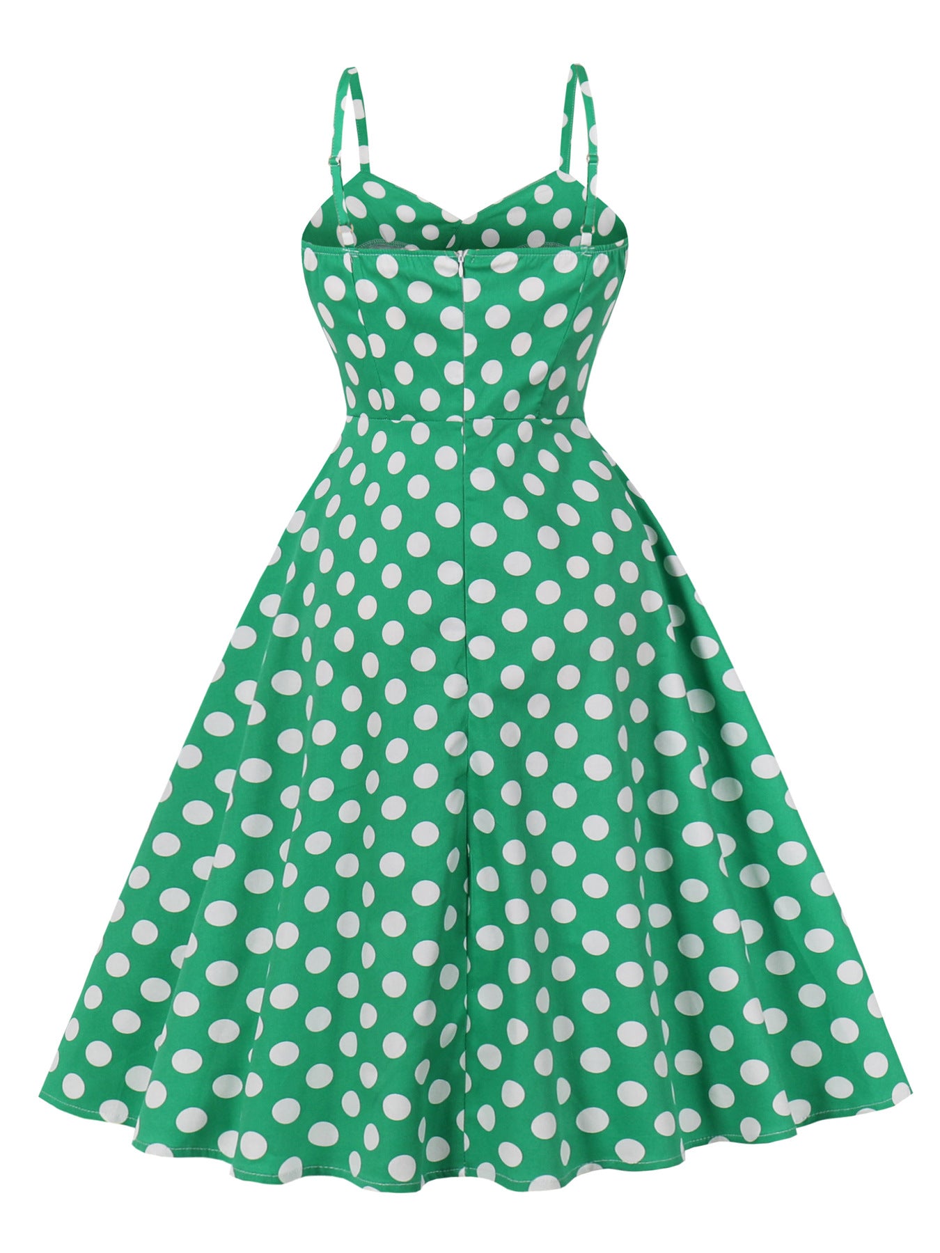 Women's Fashion Summer Strap Polka Dot White Waist Slimming Dress