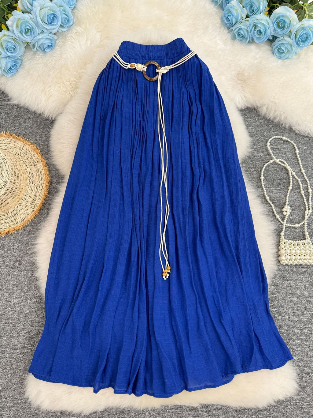 Women's Cotton Linen Vacation Style Lazy Versatile Slimming A- Line Midi Skirts