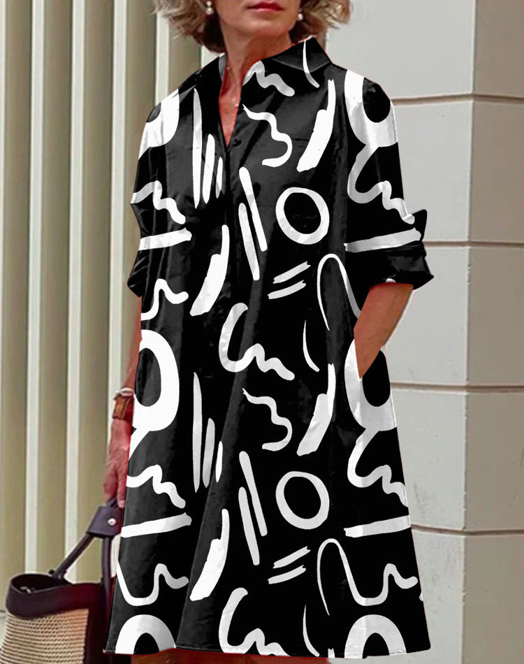 Elegant Polka Dot Collar Long Sleeve Blouse