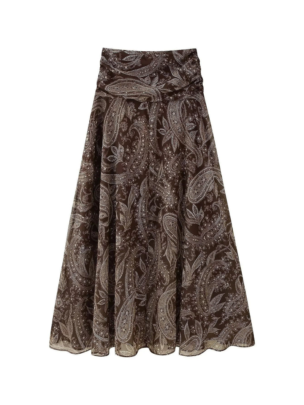 Women's Autumn Pleated Chiffon Printed Ruffled Large Skirt