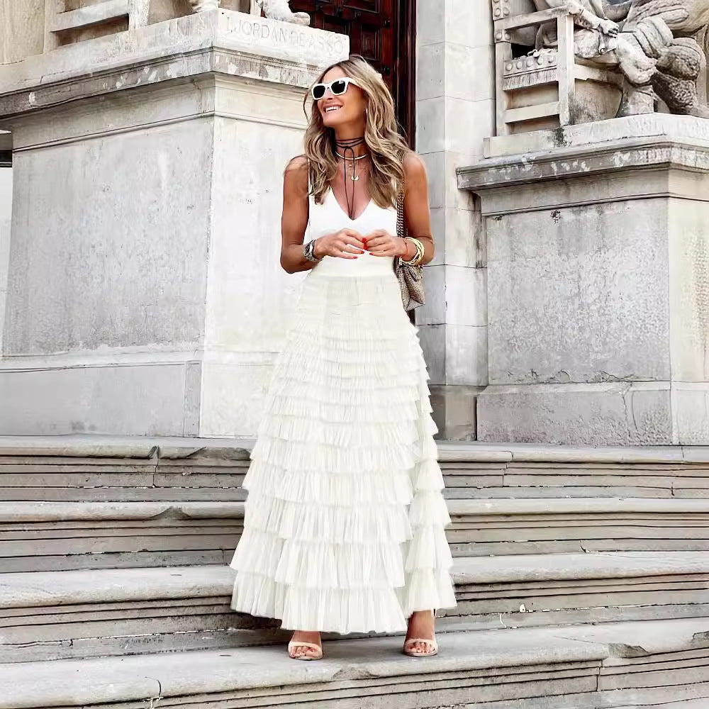 Women's Strictly Selected Summer Fashion Mesh Tiered Skirt
