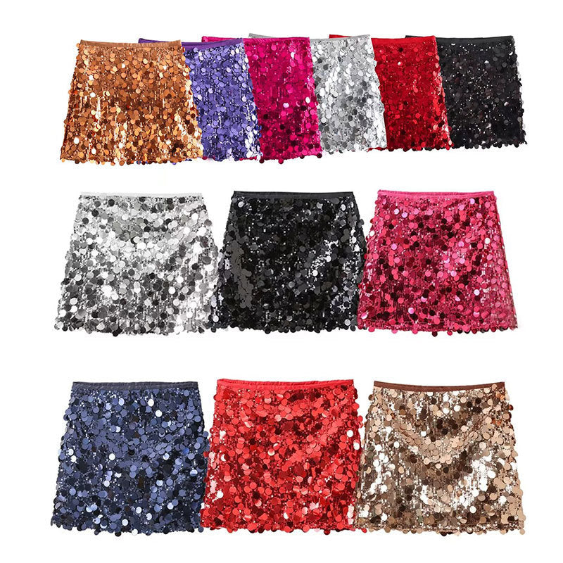 Women's Spring Elegant Slightly Mature Fashion Festival Sequined Skirt