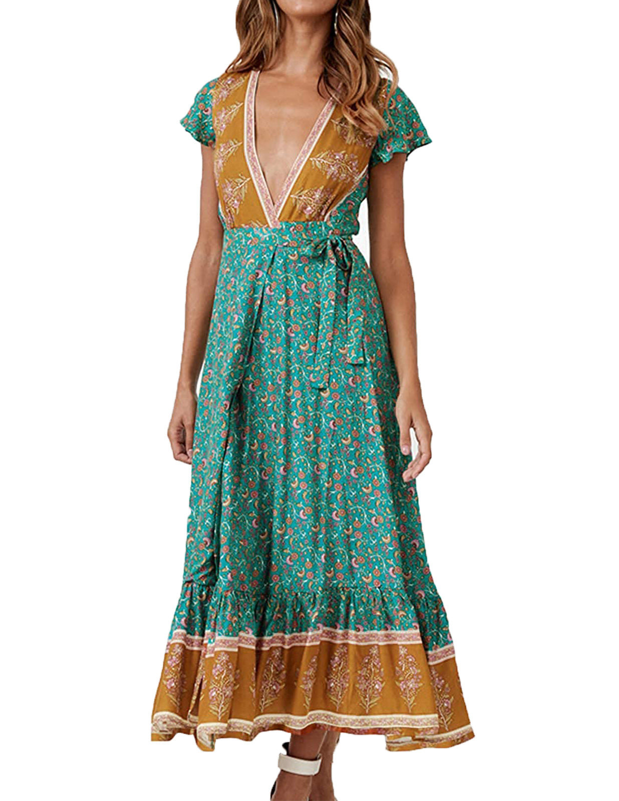 Comfortable Cool Split Bohemian Sexy Print Dress