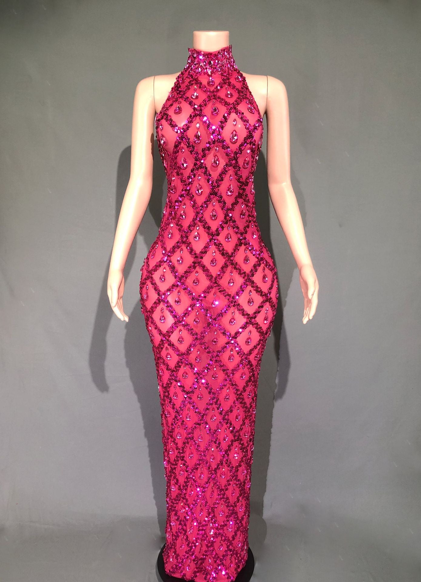 Graceful Women's Shiny Rhinestone Party Formal Dress