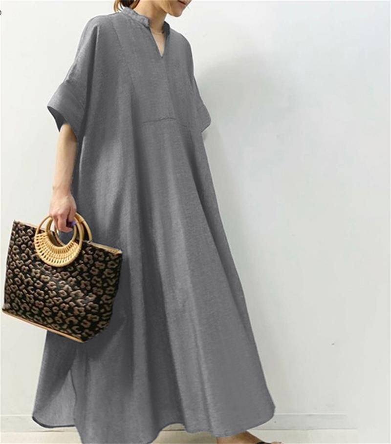 Women's Solid Color Half Sleeve Long Casual Dress