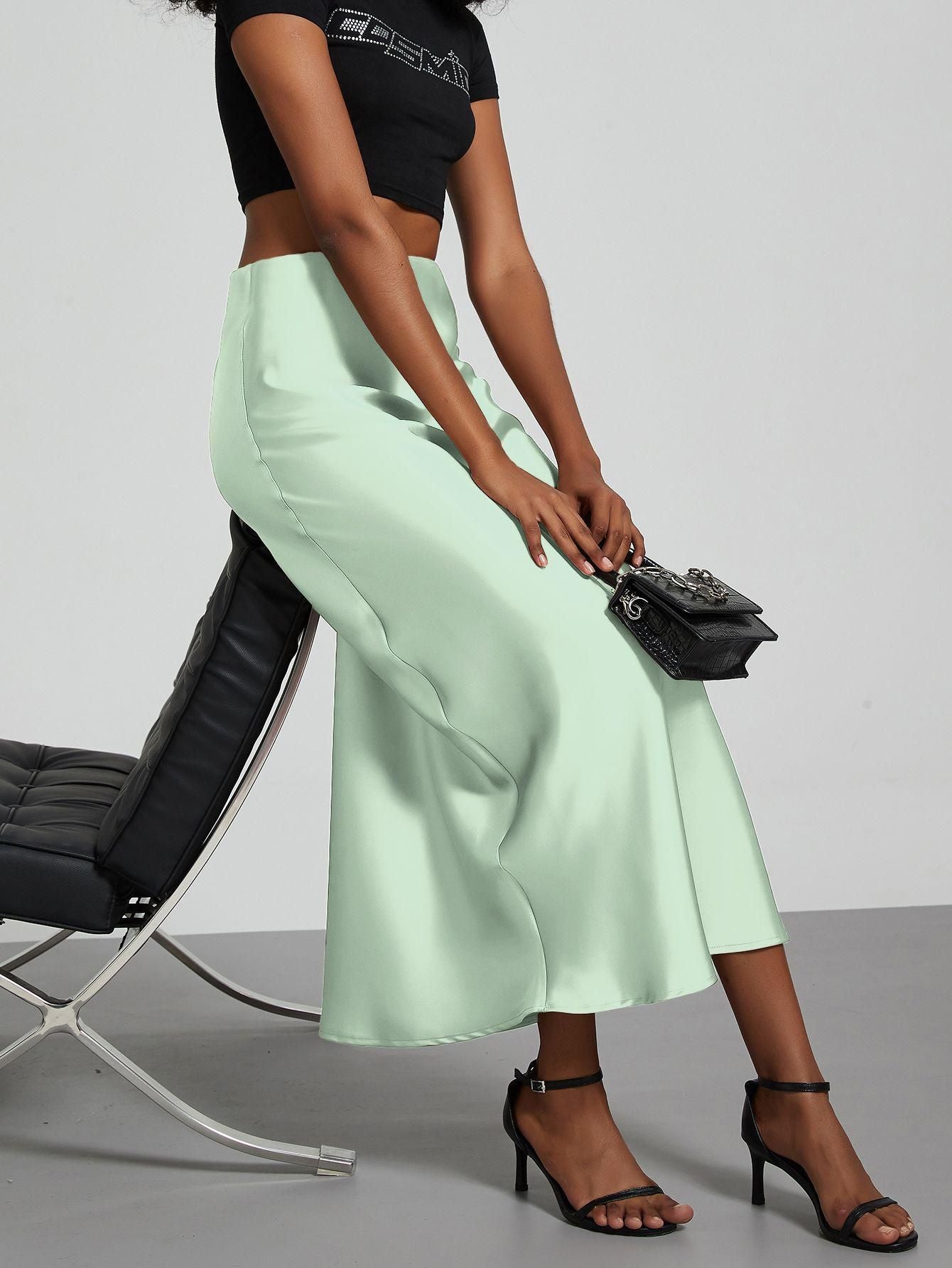 Classic Durable Slouchy Women's Elegant Satin Skirt