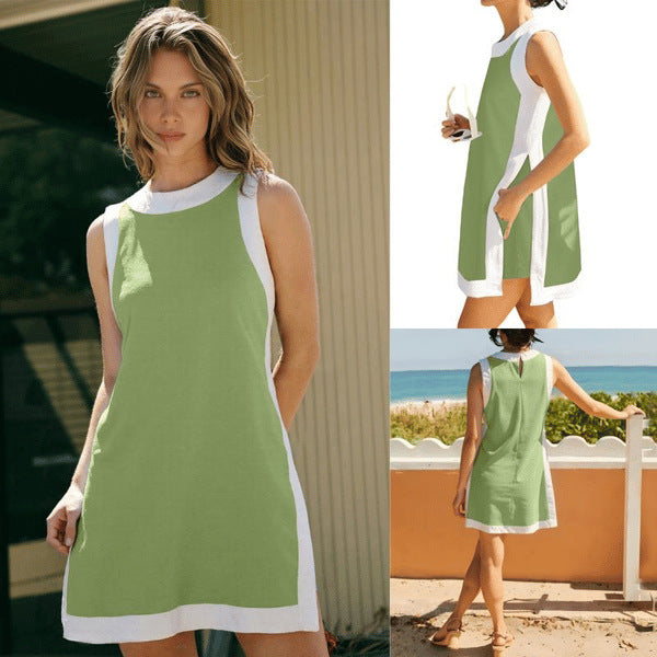 Women's Summer Casual Multicolor Round Neck Sleeveless Suits