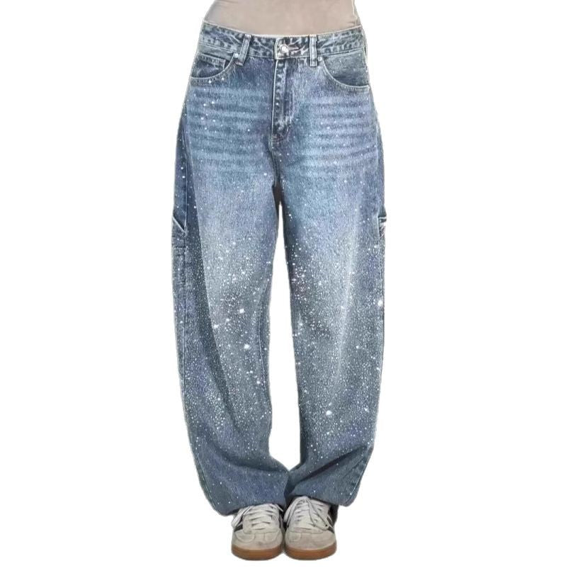 Cool Women's Fashion Starry Rhinestone Casual Women's Jeans