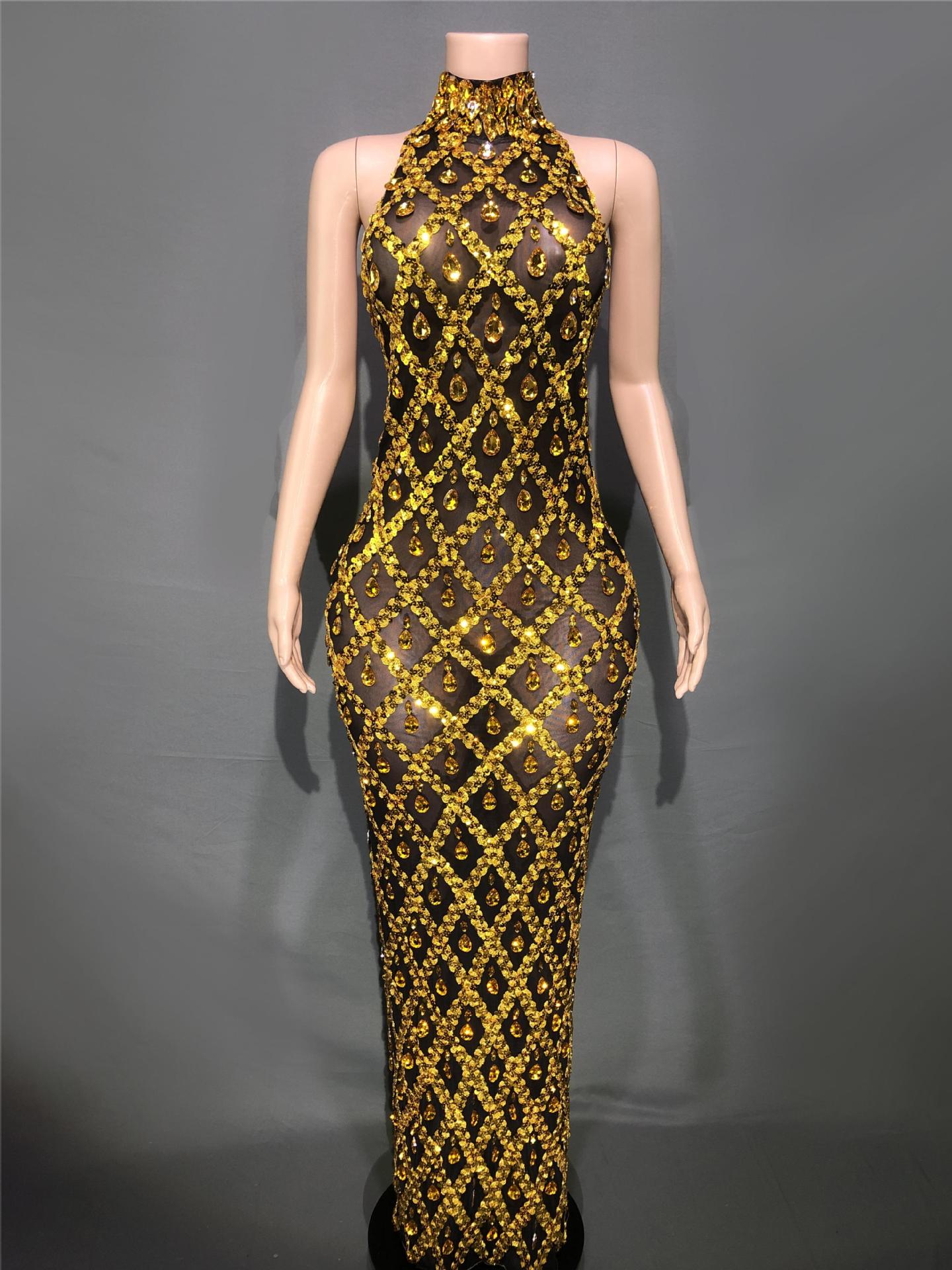 Graceful Women's Shiny Rhinestone Party Formal Dress