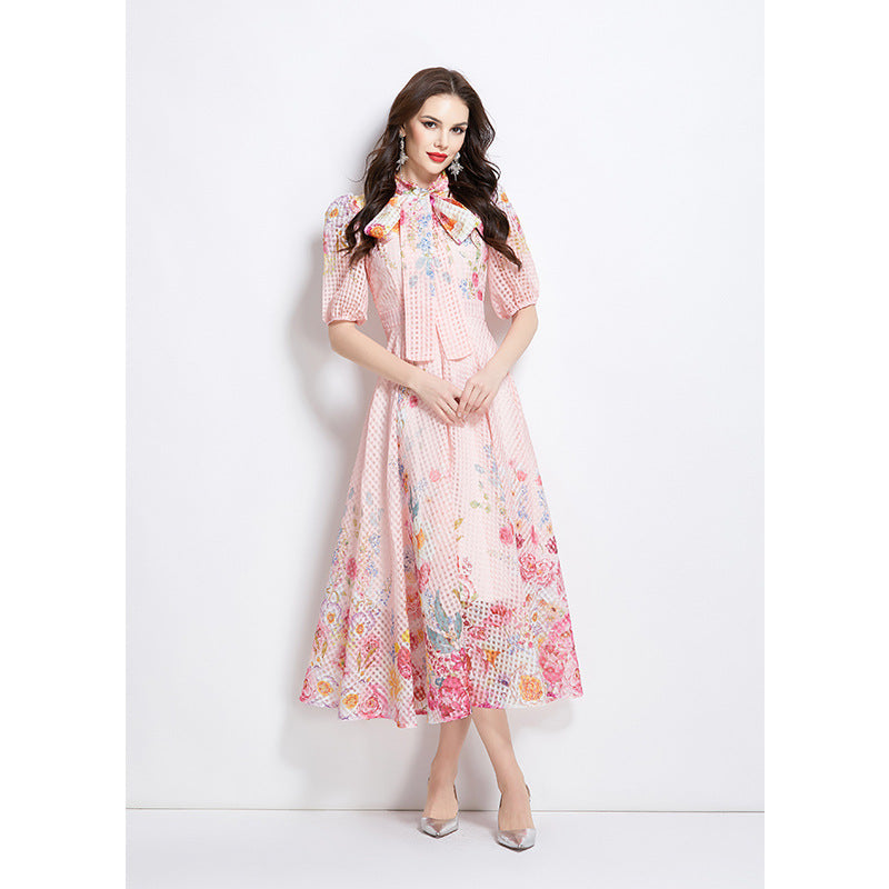 Elegant Fashion Temperament Vacation Oil Painting Dress