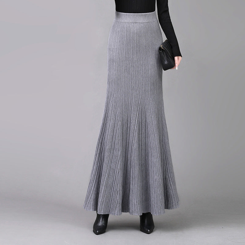 Women's Knitted Half-length Fishtail Mid-length High Waist Hip Skirts