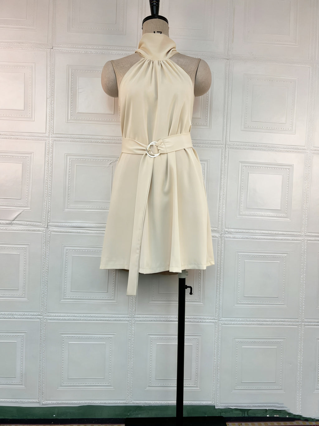 Summer Halter Spaghetti Straps Solid Color Dress