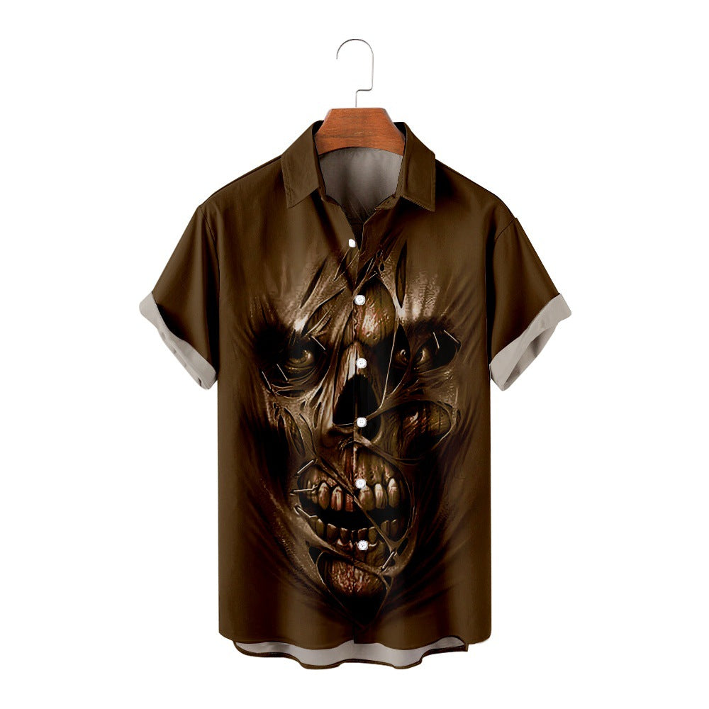 Skull Peripheral Digital Printing Casual Short-sleeved Blouse
