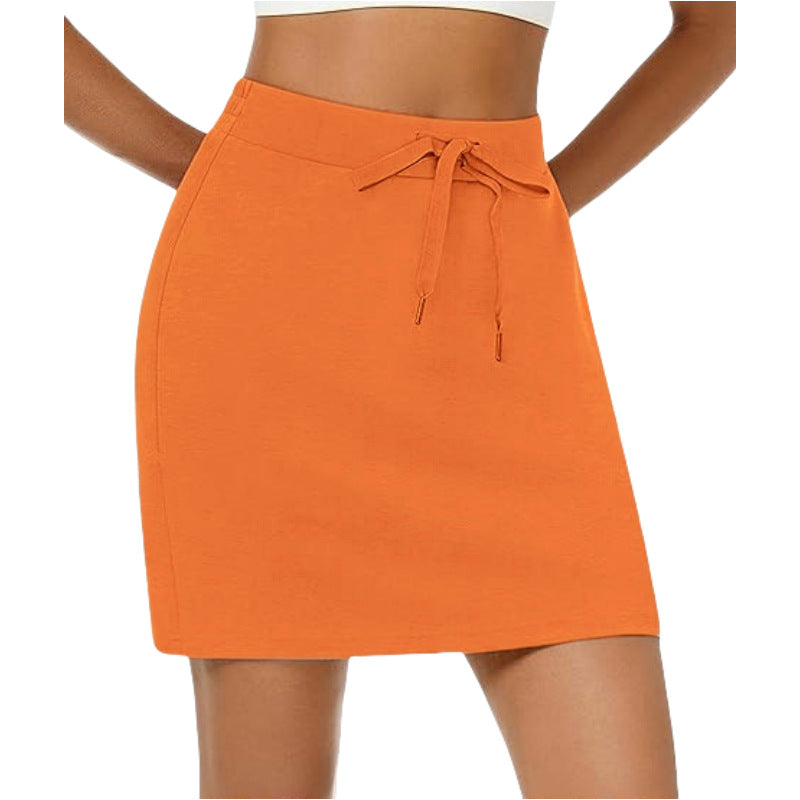 Women's Summer Golf Drawstring Sports Fitness Pocket Skirt