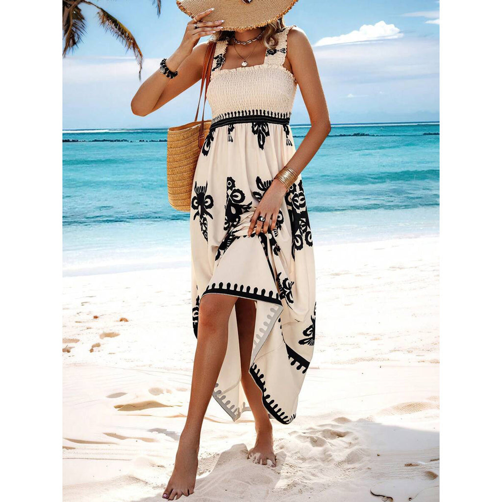 Versatile Women's Beach Holiday Style Printing Dress