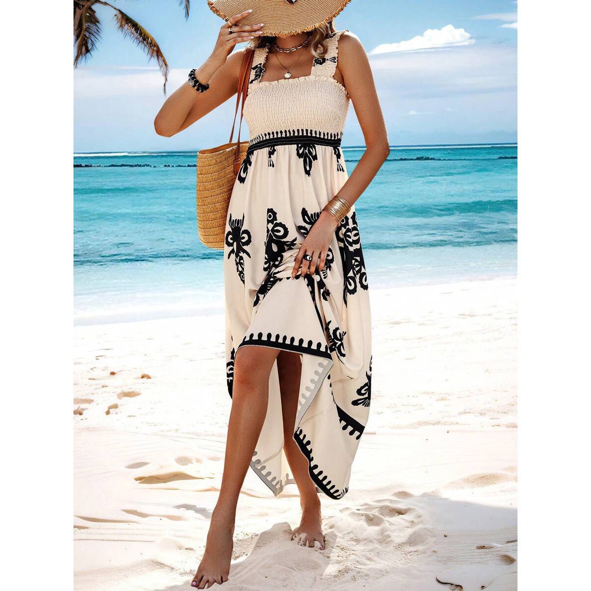 Versatile Women's Beach Holiday Style Printing Dress