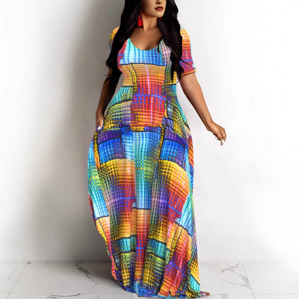 Women's Floral Print Round Neck Exotic Vacation Style Dress
