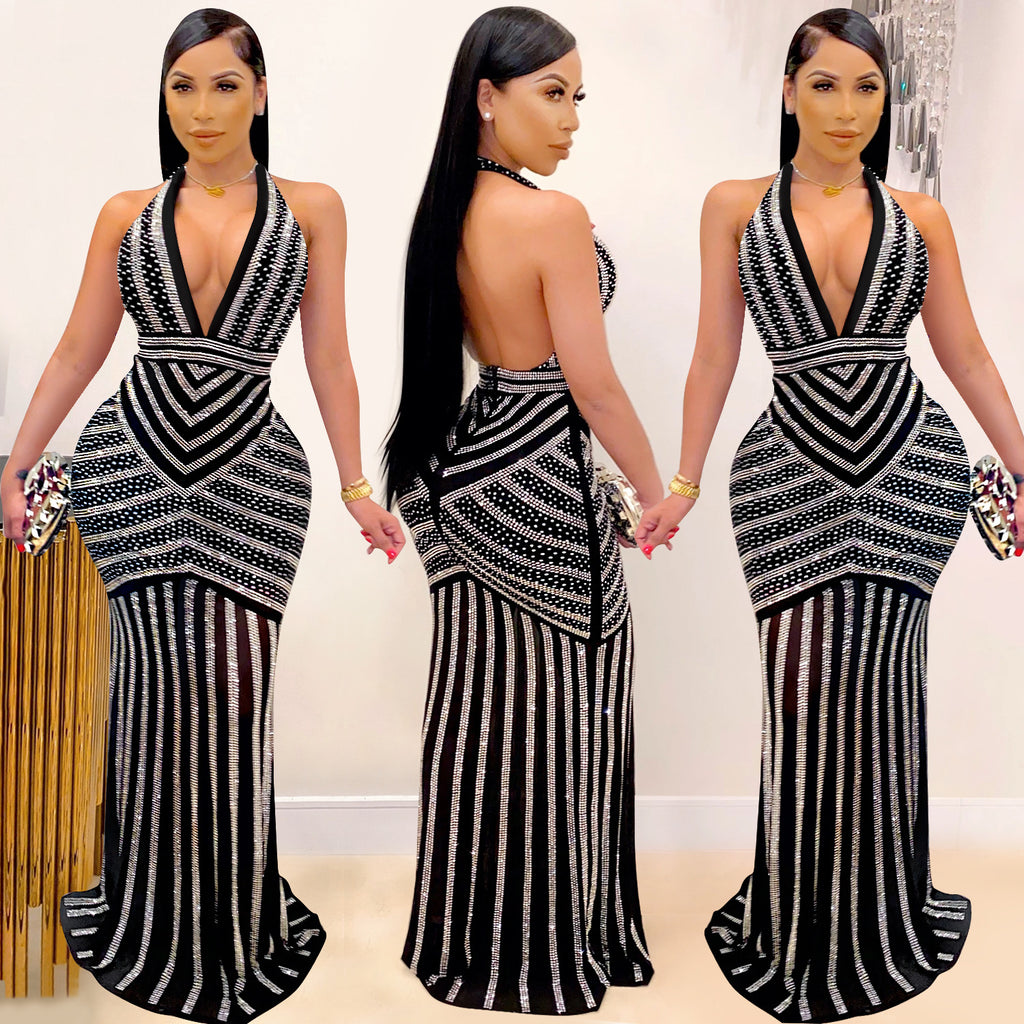 Fashion Deep Backless Nightclub Party Formal Dress
