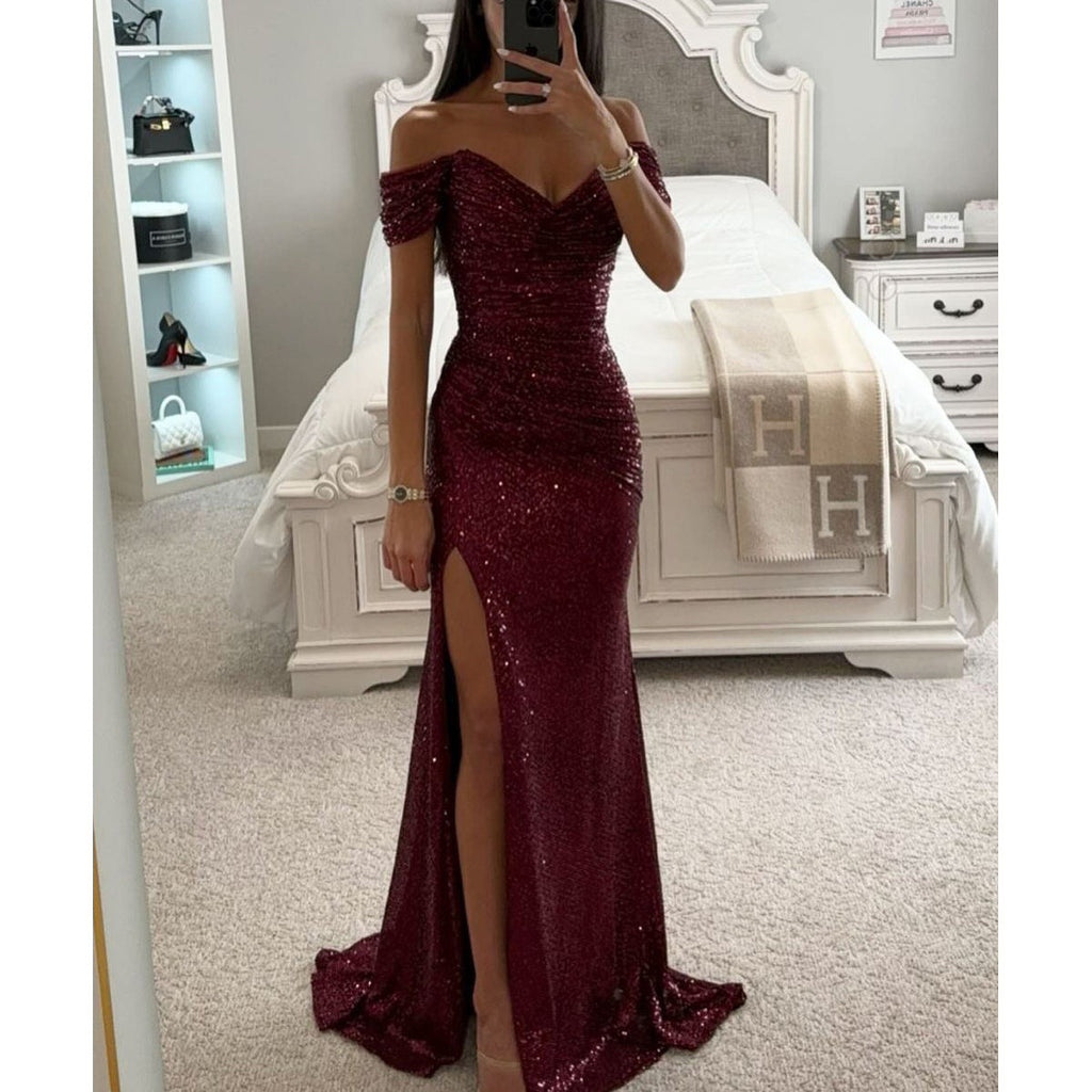 Women's Party Sequins Split Casual Fashion Dress