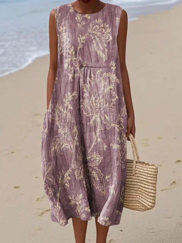 Sleeveless Pleated Large Version Loose-fitting Casual Dress