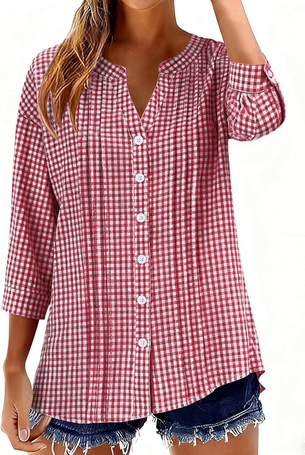 Fashion Casual Solid Color Half-open Collar Women's T-shirt