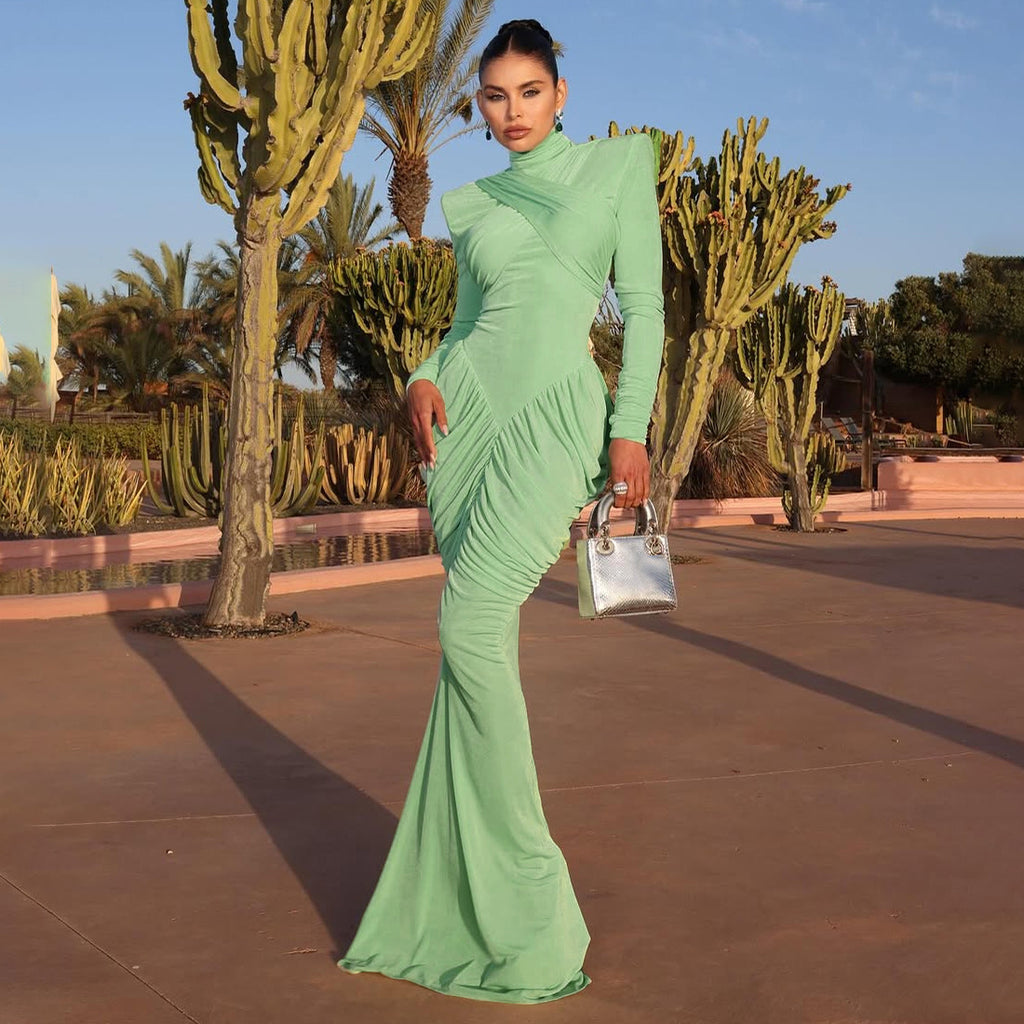 Women's Autumn Temperament Pure Color Turtleneck Backless Clothing