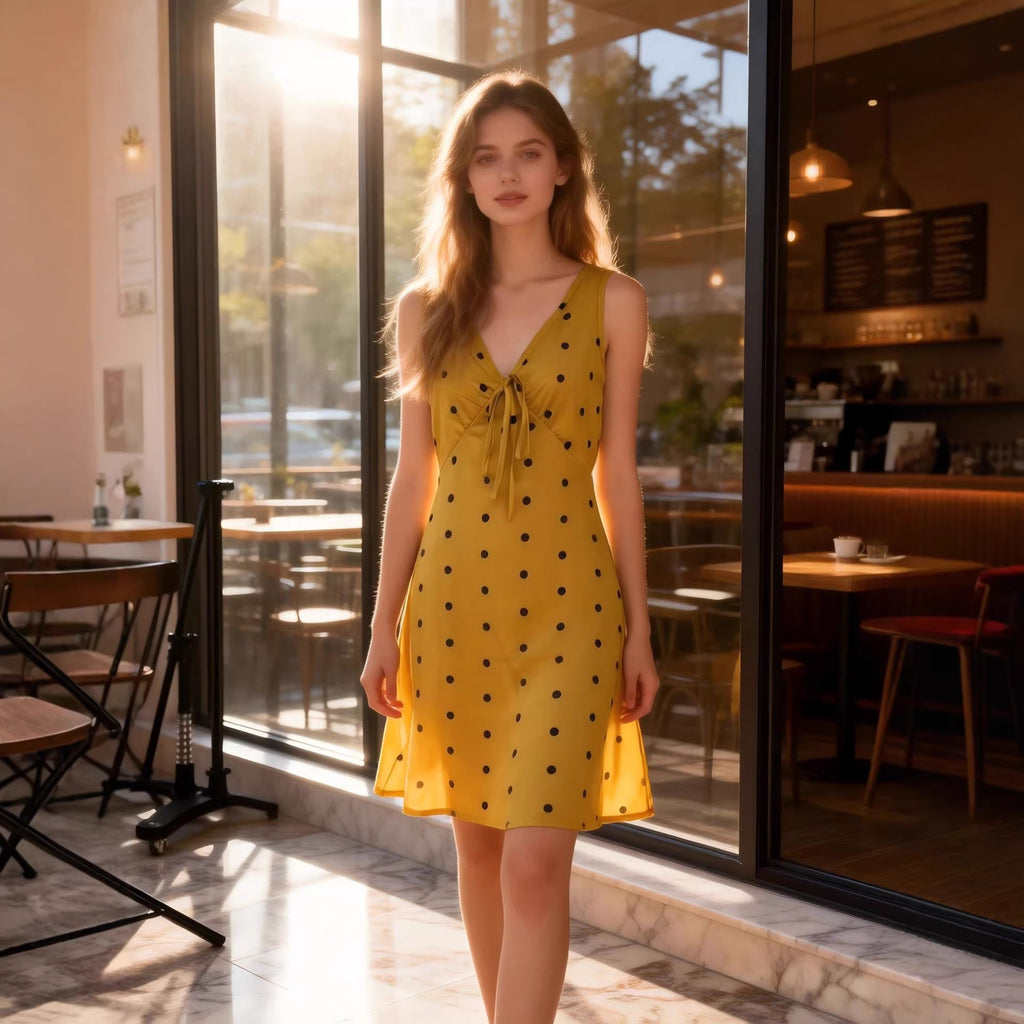 Durable Women's Summer Sleeveless Polka Dot Dress