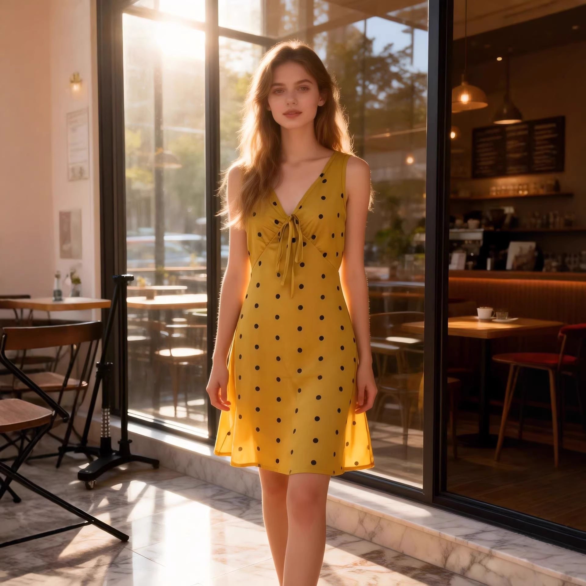 Durable Women's Summer Sleeveless Polka Dot Dress
