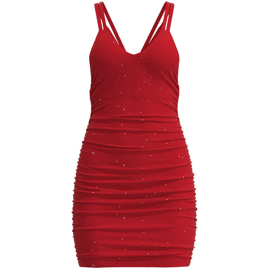 Women's Sexy Backless Dress Solid Color Sheath Skirt