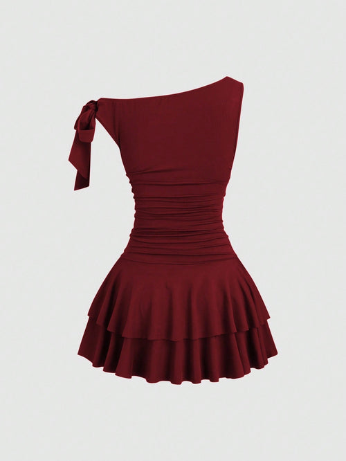 Fashionable Elegant Backless Design Cake Halter Dress
