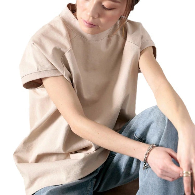 Women's Summer Half Turtleneck Sleeve Cotton Loose Shorts