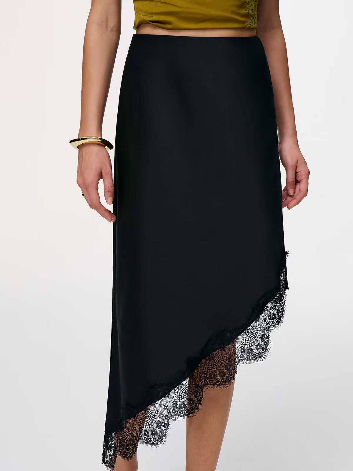 Women's Irregular Stitching Lace Temperament Elegant Slimming A- Skirts