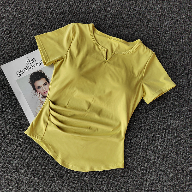 Women's Design Sleeve Sports With Chest Pad Women's T-shirt