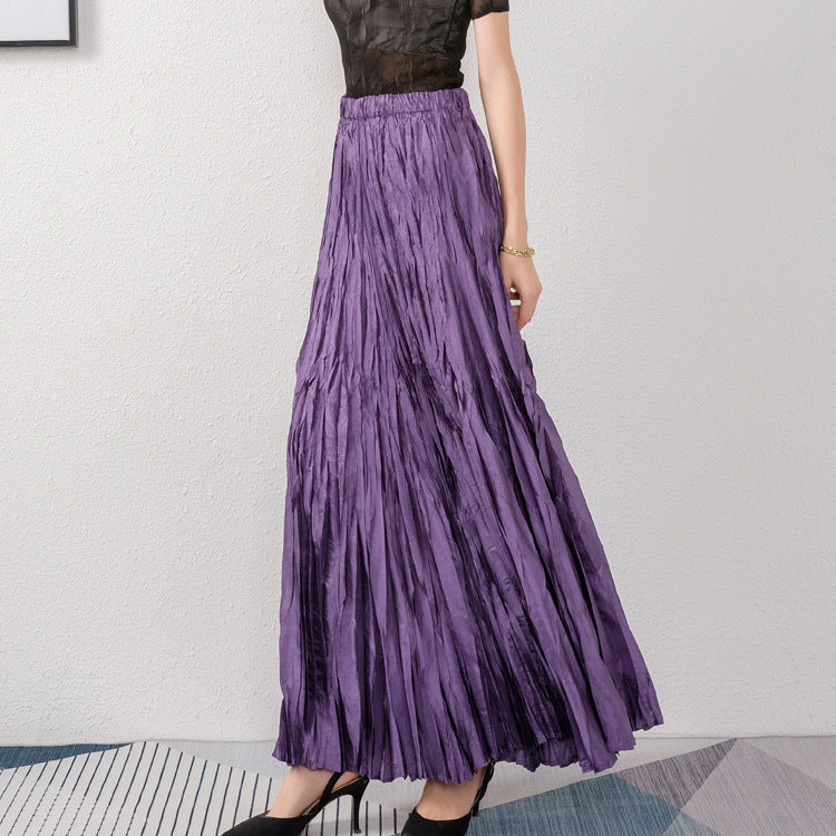 Color Large High Waist Slimming Elastic Casual Skirt
