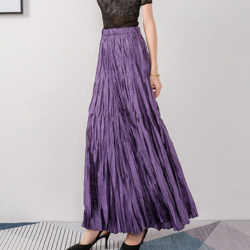 Color Large High Waist Slimming Elastic Casual Skirt