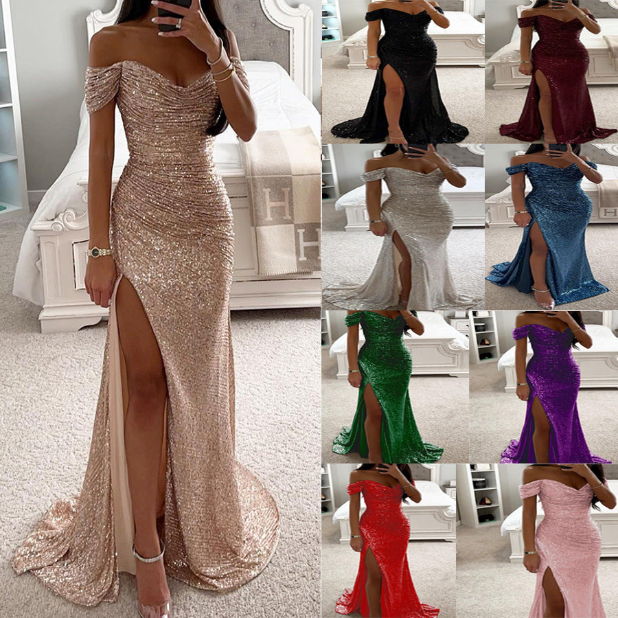 Women's Party Sequins Split Casual Fashion Dress