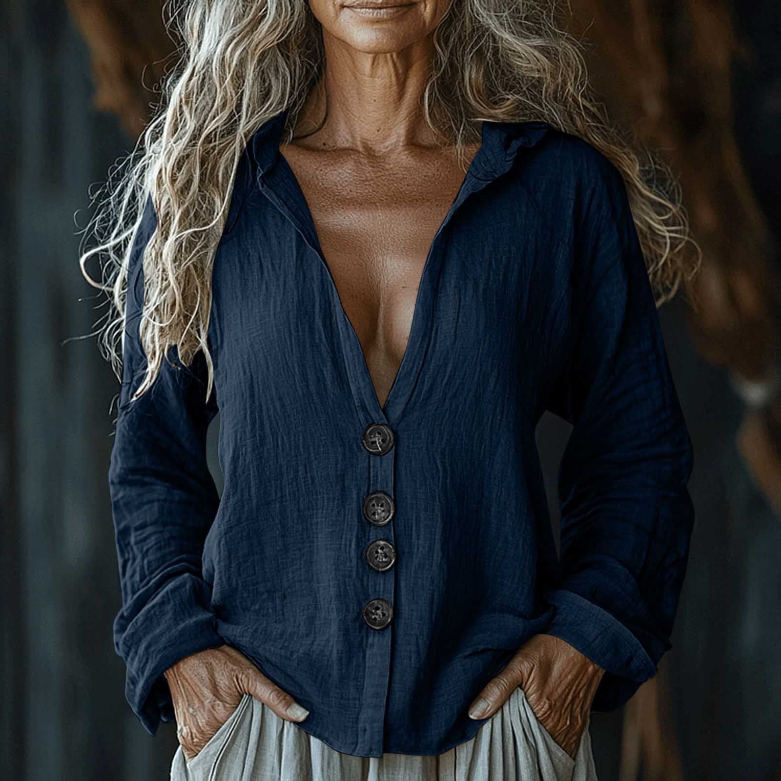 Women's Summer Loose Hooded Cotton Linen Button Cardigans